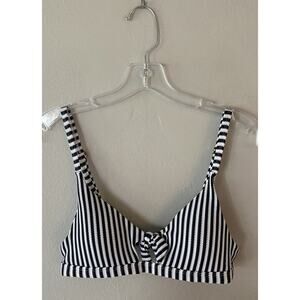 Peony Swim Australia Bikini Top Size 12 Striped Tie Front Black White Resort